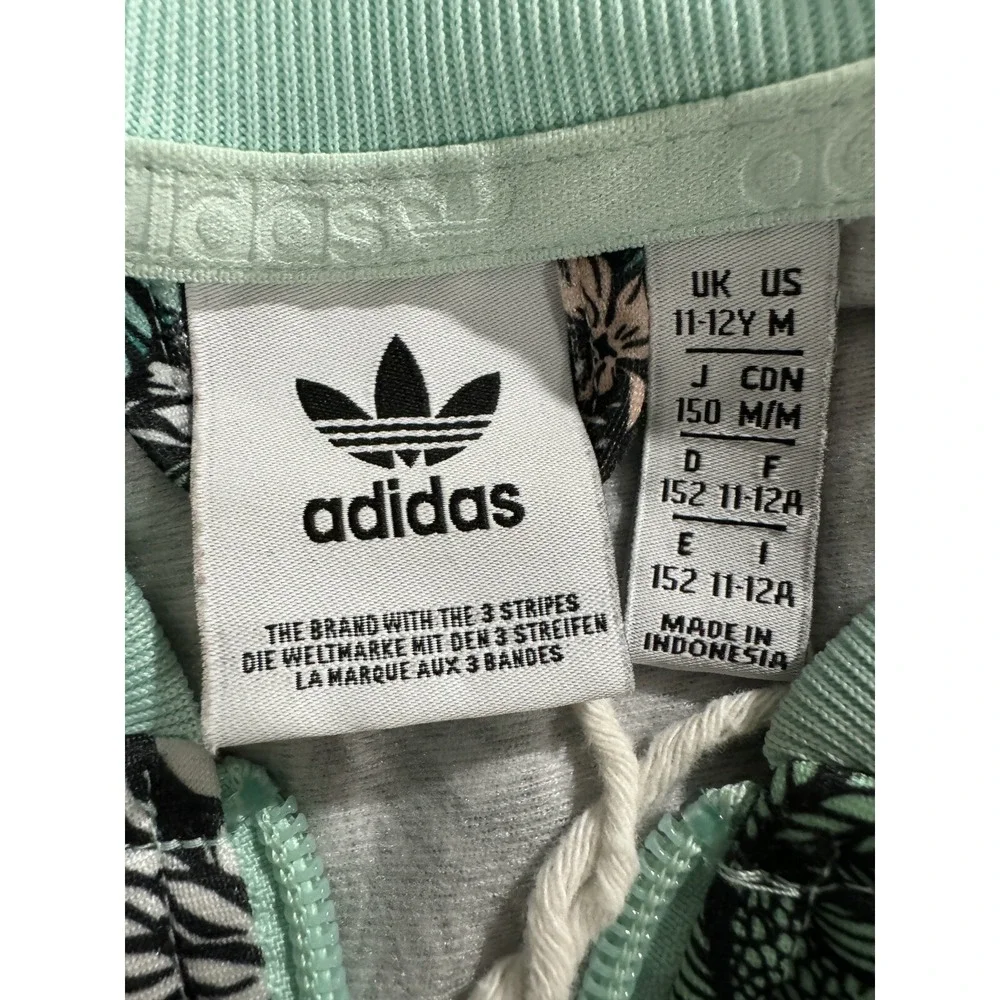 ADIDAS Jungle Tropical Parrot Zebra Print Track Jacket & Pants Set Girl L 13-14Y